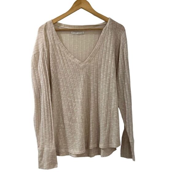 Abercrombie Sweater Size XS Beige Knit Pullover V Neck Long Sleeve Extra Small - Picture 1 of 8
